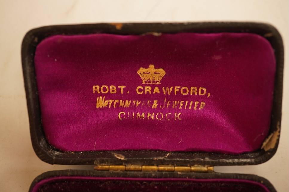 An Edwardian yellow metal, seed pearl and millegrain set diamond bar brooch, 51mm, gross weight 2.9 grams.